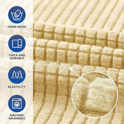 KEKUOU Stretch Single Sofa Slipcover 1 Piece Couch Sofa Cover (31"-55") Furniture Protector 1 Seater Sofa with Elastic Bottom for Kids,Pet.Jacquard Small Checked Pattern Fabric(Small,Champagne)