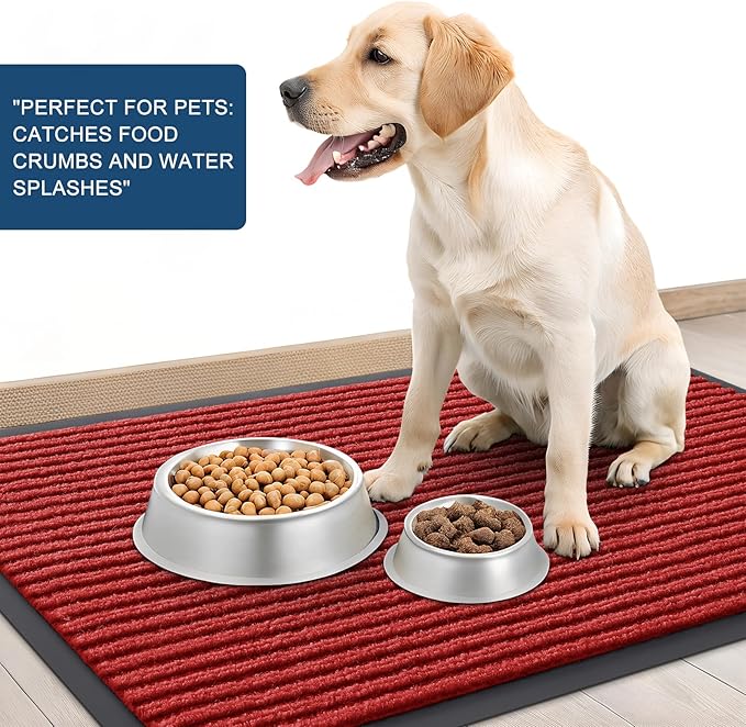 OLANLY Front Door Mat Indoor Outdoor Entrance, Waterproof Heavy Duty Doormat, Fade Resistant, Low Profile, Easy Clean Patio Porch Welcome Floor Mats for Entry, 40x32, Red