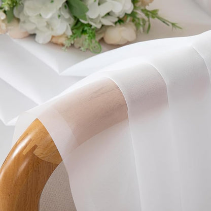 Simplebrand White Sheer Curtains, 84" Length, 2 Panels Set - Light Filtering, Rod Pocket Window Curtains for Bedroom (White, 42" W x 84" L)