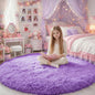 Amdrebio Purple Round Circle Rugs 6Ft for Girls Bedroom Decor Aesthetic, Large Fluffy Fuzzy Area Rugs for Kids Room, Soft Cute Furry Plush Shaggy Lavender Carpet for Living Room, Baby Nursery, Dorm
