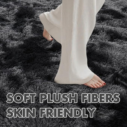 5x8 Ft Large Shag Rugs for Bedroom Living Room Decor for Men Boys, Tie Dyed Ultra Soft Fluffy Furry Area Rug for Indoor Floor, Aesthetic Carpet for Home Decor (Dark Grey)