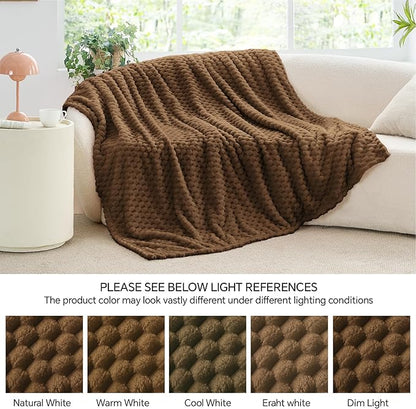 BEDELITE Fleece Blanket - 3D Jacquard Decorative Brown Throw Blankets for Couch & Bed, Soft and Cozy Warm Plush Fluffy Blanket All Seasons Suitable, 50x60Inches