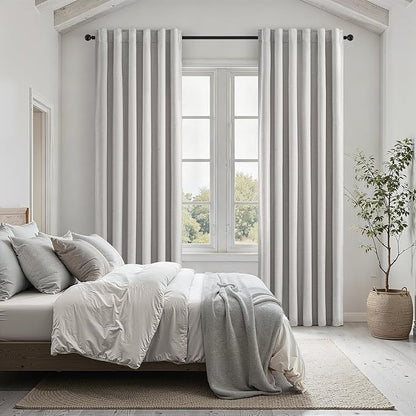 Topfinel 100% Blackout Curtains 96 Inches Long for Bedroom Heavy Thermal Modern Grey Curtains for Living Room Track System Window Treatments Room Darkening Drapes 8 Ft (40Wx96L 2 Panels)