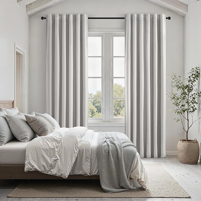 Topfinel Grey Beige 78 Inch Long Curtains for Sliding Door Closet Doors 100% Blackout Curtains for Living Room Bedroom Back Tab Pleated Heat Blocking Insulated Drapes with Hooks(W52 x L78) 2 Panels