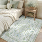 RELEANY Area Rugs 3'x5' Washable Non-Slip, Floral Vintage Distress Print Pattern Medallion Carpet for Living Room Bedroom Dining Room, Green White Blue