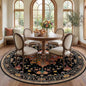 Area Rugs 7ft Washable Non-Slip, Floral Vintage Distress Print Pattern Medallion Carpet for Living Room Bedroom Dining Room, Black Colorful Floral Dark Tan
