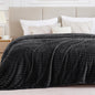 BEDELITE King Size Blanket for Bed, 300GSM Soft & Warm Fleece Blanket, Decorative and Giftable Striped Black Blankets for Women, Men, 108"x90"