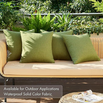 MIULEE Pack of 4 Decorative Throw Pillow Covers Linen Waterproof Pillow Covers Farmhouse Cushion Cases for Outdoor Patio Garden Tent Balcony Couch Sofa18x18 inch Green