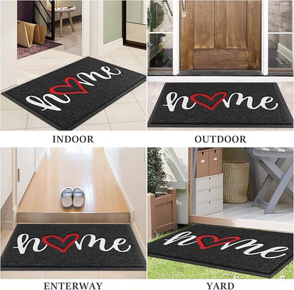 BeneathYourFeet Door Mat, Welcome Mat Low Profile Floor Mat Front Doormat Indoor and Outdoor Doormat Non Slip Rugs for Entryway, Patio, High Traffic Areas (36"x24", Black-Home)