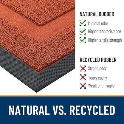 OLANLY Front Door Mat Indoor Outdoor Entrance, Waterproof All-Season, All-Weather Doormat, Sturdy Natural Rubber, Low Profile, Easy Clean Patio Porch Entryway Mat, 33x21, Vermillion Red