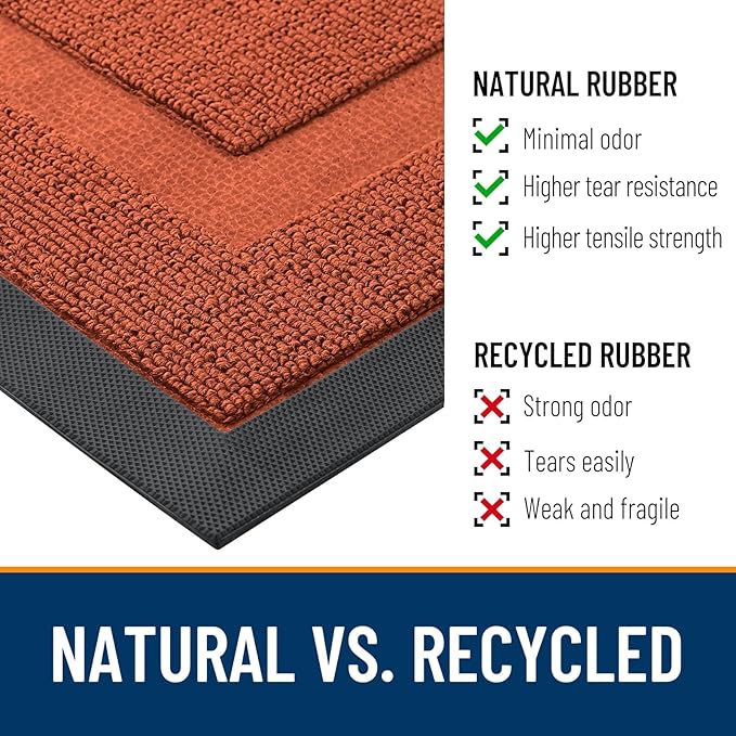 OLANLY Front Door Mat Indoor Outdoor Entrance, Waterproof All-Season, All-Weather Doormat, Sturdy Natural Rubber, Low Profile, Easy Clean Patio Porch Entryway Mat, 71x23, Vermillion Red