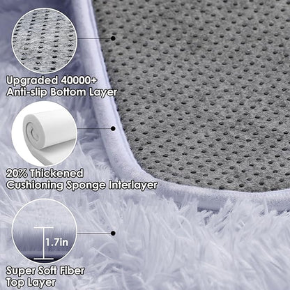 ONASAR White Rugs for Bedroom, 3x5 Fluffy Shaggy Bedside Area Rug, Soft Plush Shag Small Floor Carpet for Preppy Dorm Nursery Living Room Teen Kids Girls Boys Baby Toddler Indoor Home Decor