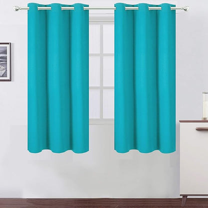 LEMOMO Teal Blackout Curtains 40 x 63 Inch Length/Set of 2 Curtain Panels/Thermal Insulated Room Darkening Blackout Curtains for Bedroom