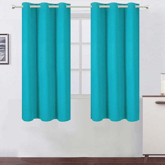 LEMOMO Teal Thermal Blackout Curtains/38 x 63 Inch/Set of 2 Panels Room Darkening Curtains for Bedroom