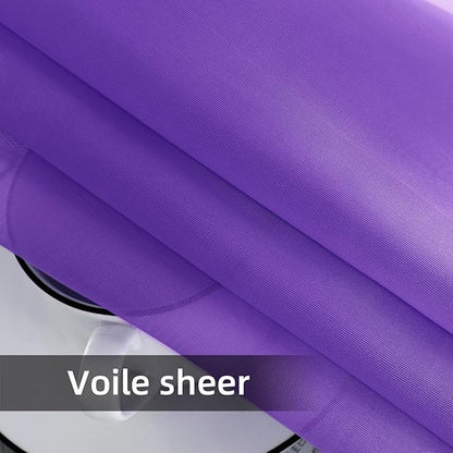 youleyar Solid Sheer Rod Pocket Curtain Voile Draperies 2 Panels White Beige Black Grey Coffee 52 Inch Width 108 Inch Long 1 Pair for Kitchen Bedroom Children Living Room Yard (Purple,52Wｘ108L)