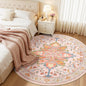 Area Rugs 6ft Washable Non-Slip, Floral Vintage Distress Print Pattern Medallion Carpet for Living Room Bedroom Dining Room, Light Pink Colorful