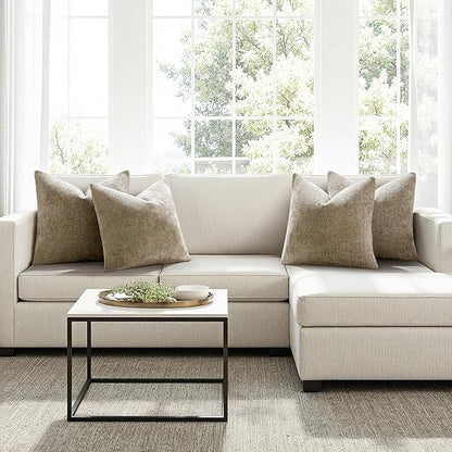 MIULEE Pack of 4 Couch Throw Pillow Covers 20x20 Inch Khaki Soft Decorative Chenille Pillow Covers Farmhouse Accent Cushion Covers for Boho Home Decor Sofa Bedroom Living Room