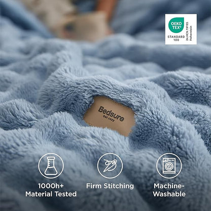 Bedsure 3D Fleece Bubble Blanket - GentleSoft Blue King Blanket for Bed Sofa Room Decor - Luxury Soft Cozy Gifts for Kids Girls, Lightweight, All Seasons, Celestial Blue, 108"×90"