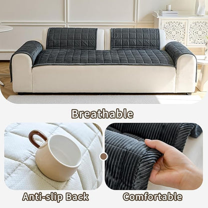 Couch Covers for Dogs Washable, Non Slip Couch Covers for Loveseat Sofa Pet Friendly, Soft Fuzzy Sofa Covers for Pet, Dog Couch Cover Furniture Protector(1PC,Dark Grey,27.6"x70.9")