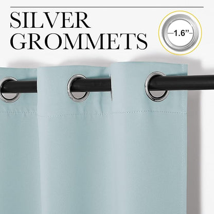 NICETOWN Modern Blackout Curtains Noise Reducing, Sky Blue, 2 Panels, W42 x L54, Thermal Insulated and Privacy Room Darkening Drape Panels for Boy's Guest Room Door Small Short Window