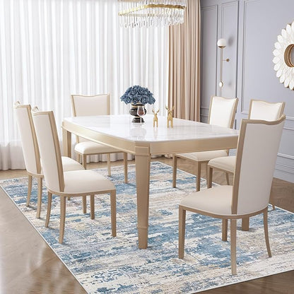 5x7 Area Rugs for Living Room, Washable Modern Abstract Large Area Rug Neutral Soft Non Slip Kids Rug Stain Resistant Indoor Carpet for Bedroom Nursery Dining Room Playroom(BlueBeige, 5'x7')
