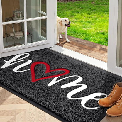 StepLively Door Mat Home Welcome Mats Outdoor and Indoor, Heavy-Duty Low-Profile Non-Slip Front Welcome Mat for Home Entrance, Outside Entry, Yard, Floor, Patio, Ideal (35''x24'', Black)