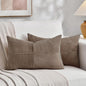 Fancy Homi Set of 2 Light Brown Lumbar Decorative Throw Pillow Covers 16x26 Inch for Living Room Bedroom Couch Bed Sofa, Soft Striped Corduroy Modern Rectangle Accent Cushion Case 65x40 cm