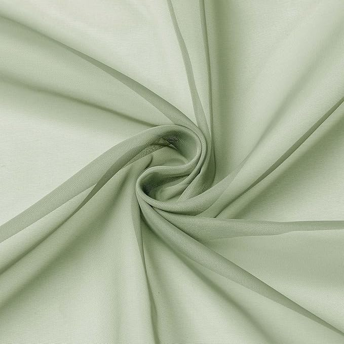 Cafe Curtains 36 Inch Length Tier 2 Pieces, Modern Soft Airy Sheer Kitchen Short Curtains for Small Window, Rod Pocket Small Curtain for Bathroom Basement, Light Green, 42" Wx36 L Inches