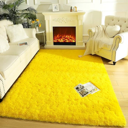 LOCHAS Ultra Soft Indoor Modern Area Rugs Fluffy Living Room Carpets for Children Bedroom Home Decor Nursery Rug 6x9 Feet, Yellow