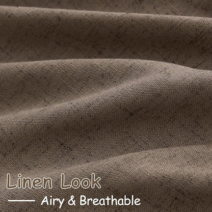 Light Brown Linen Curtains 90 Inch Length 2 Panels Set for Living Room Rod Pocket Back Tab Window Drapes Light Filtering Modern Farmhouse Curtain 90 Inches Long for Dining Room Bedroom 52x90