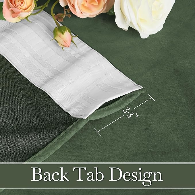 RYB HOME Elegant Green Velvet Curtains 84 inches Long, Light Blocking, Thermal Insulated, Stylish Velvet Drapes with Hook Belt for Cozy Home Aesthetics, 52" W x L102 L, 2 Panels Set