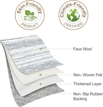 Nakagishi 8x10 Area Rugs Living Room: Washable Boho Large Neutral Soft Farmhouse Rug Stain Resistant Modern Indoor Floor Non-Slip Carpet for Bedroom Nursery Kids Playroom Office Dining Dorm-White Blue