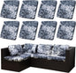 8Pcs Outdoor Cushion Covers, Patio Cushion Covers,Stretch Elastic Slipcovers, Replacement Washable & Reusable Furniture Protector for Patio Couch (Grey Flower-Pattern,Cover Only)