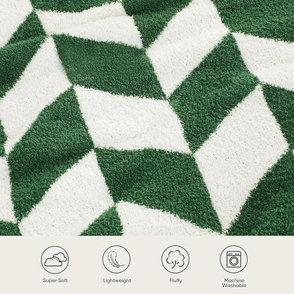 Snuggle Sac Christmas Green Throw Blanket for Couch, Super Soft Christmas Blankets Cozy Knit Fuzzy Plush Lightweight Throws for Sofa, Bed, Chevron Green,50x60 inches