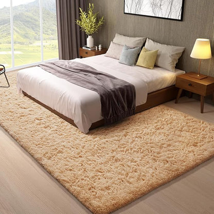 Ophanie 8x10 Beige Area Rugs for Living Room, Large Shag Bedroom Carpet, Big Indoor Thick Soft Shaggy Nursery Rug, Fluffy Carpets for Boy and Girls Room Dorm Home Decor Aesthetic