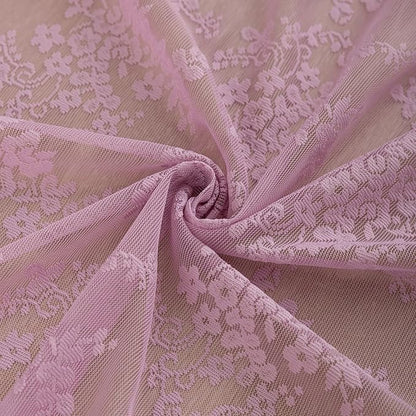 YJ YANJUN Vintage Lace Curtains 63 Inch Length-Victorian Floral Pattern Lilac Sheer Curtain Panels for Living Room Bedroom,Light Filtering, Cute Girls Drapes 2 Panels 52W x 63L Purple Blush