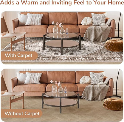 OPPODREAM Soft 6x9 Area Rugs, Washable Rug 6x9 with Non Slip Backing, Faux Cashmere Low-Pile 6 x 9 Carpet, Khaki