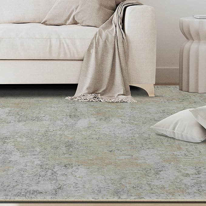 4x6 Area Rugs for Living Room Rug Washable: Abstract Rug for Dining Room Bedroom Carpet Non Slip 4 by 6 Indoor Modern Nursery Home Office Beige Grey