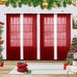 youleyar Solid Sheer Rod Pocket Curtain Voile Draperies 4 Panels White Beige Black Grey Ivory 52 Inch Width 45 Inch Long 1 Pair for Kitchen Bedroom Children Living Room Yard(Christmas Red,52 Wｘ45 L)