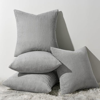 Topfinel Decorative Grey Throw Pillow Covers Cushion Cases, Set of 4 Soft Velvet Modern Double-Sided Designs, Mix and Match for Home Decor, Pillow Inserts Not Included (20x20 inch)