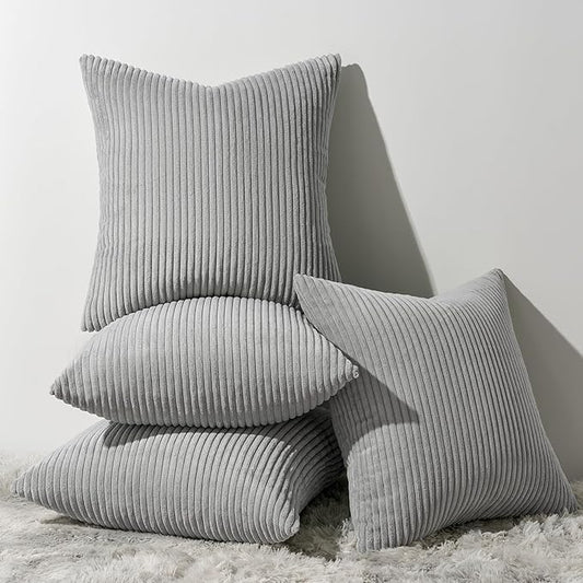 Topfinel Decorative Grey Throw Pillow Covers Cushion Cases, Set of 4 Soft Velvet Modern Double-Sided Designs, Mix and Match for Home Decor, Pillow Inserts Not Included (20x20 inch)