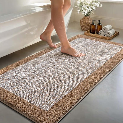 48x24 Long Bathroom Rugs Washable Non Slip, Coffee Bath Mat for Bathroom Floor Tub, Soft Absorbent Quick Dry Mats for Shower, Bathtub,Home Decor