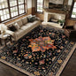 RELEANY Area Rugs 9'x12' Washable Non-Slip, Floral Vintage Distress Print Pattern Medallion Carpet for Living Room Bedroom Dining Room, Black Colorful Floral Dark Tan