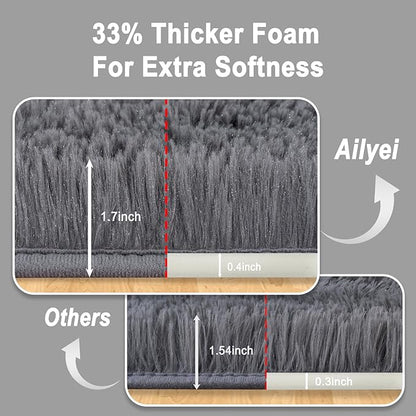 Ultra Soft Runner Rugs for Bedroom Hallways with Upgraded Non-Slip Rubber Backing & Thick Memory Sponge, 2x8 Feet Fluffy Shag Throw Area Rug for Bedside Dorm Dark Grey