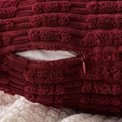 MIULEE Pack of 2 Burgundy Corduroy Decorative Pillow Covers 20x20 Inch Soft Boho Striped Throw Pillow Covers Modern Farmhouse Home Decor for Sofa Living Room Couch Bed