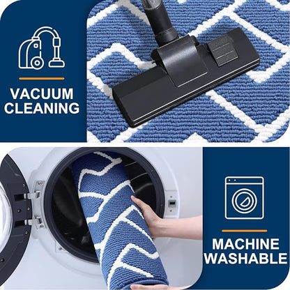 OLANLY Front Door Mat, Non-Slip Rubber Backing, Dirt Resistant and Absorbent, Washable, Easy to Clean Low-Profile Indoor Doormat for Back Door, Entryway, Inside Entrance, 36x24, Navy