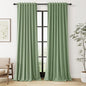 Guken 100% Blackout Linen Curtains 100 Inch Length 2 Panels Set for Living Room Bedroom Back Tab Thermal Insulated Black Out Linen Drapes Room Darkening Window Curtains,Light Sage