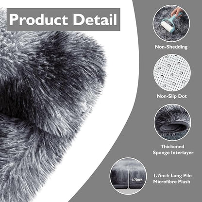 8x10 Fluffy Area Rugs for Living Room,Shag Area Rug for Bedroom,Soft Fuzzy Rug Non-Shedding Indoor Plush Carpet for Kids Bedroom Nursery Home Decor,Tie-Dyed Black