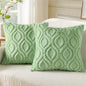 decorUhome Summer Throw Pillow Covers 18x18 Inch Set of 2, Soft Plush Faux Wool Light Sage Green Solid Couch Pillow Covers, Accent Farmhouse Neutral Square Pillow Cases for Sofa Bed Living Room