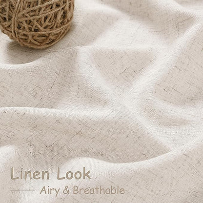 Beige Flax Linen Curtains 92 inches Long for Living Room 2 Panel Tan Burlap Textured Drapes Semi Sheer Privacy Window Curtain Vintage Country Rustic Farmhouse Drop Cloth Curtain for Dinning Room